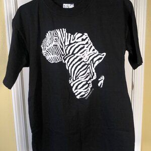 Zebra Print of Africa HYM Clothing Black T-Shirt M Adult Graphic Tee Travelcore